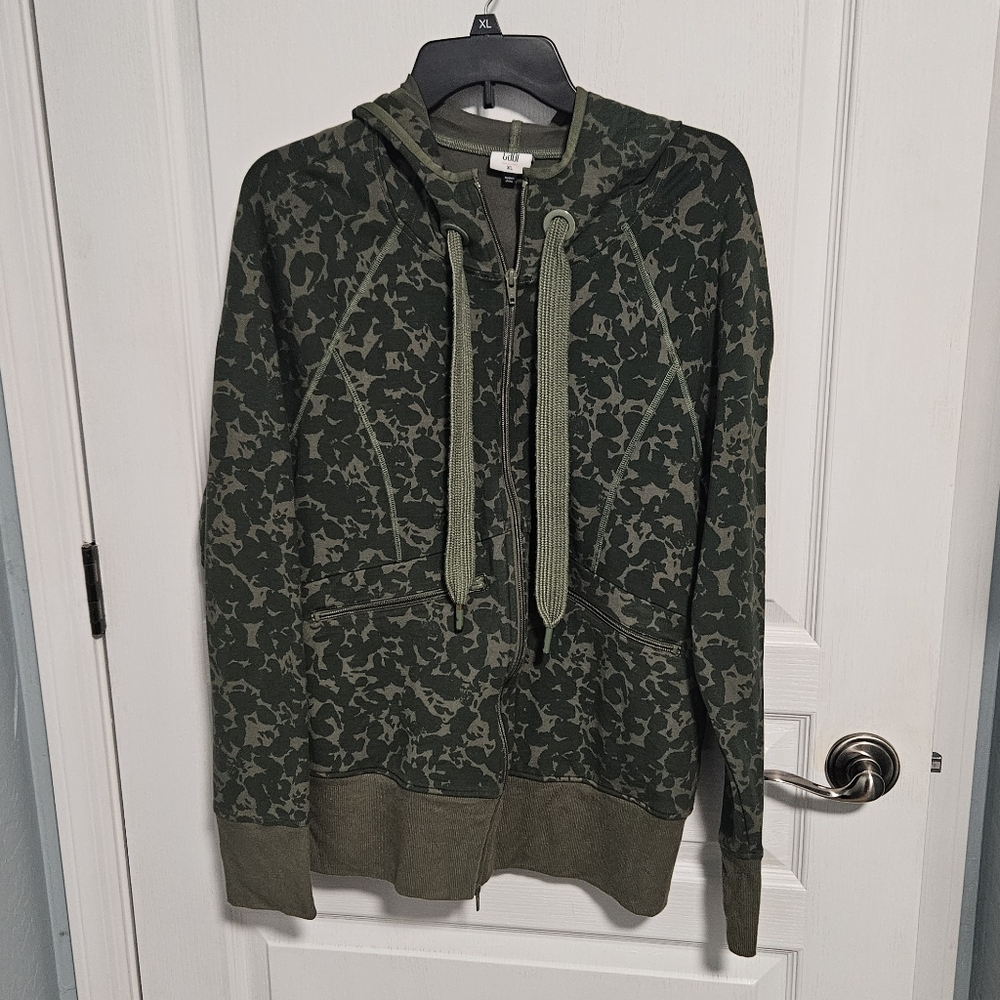 CAbi Marathon Camo Hooded Jacket Olive Green Zip-Up Hoodie Womens XL